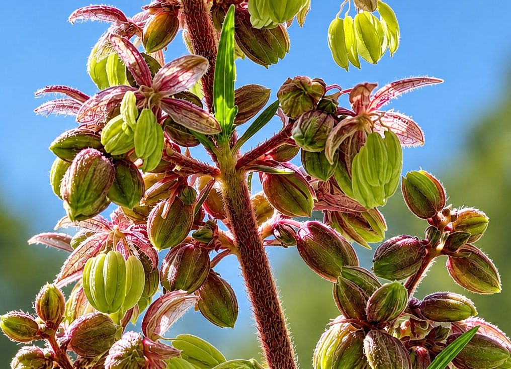 Male cannabis flowers during reproductive development.